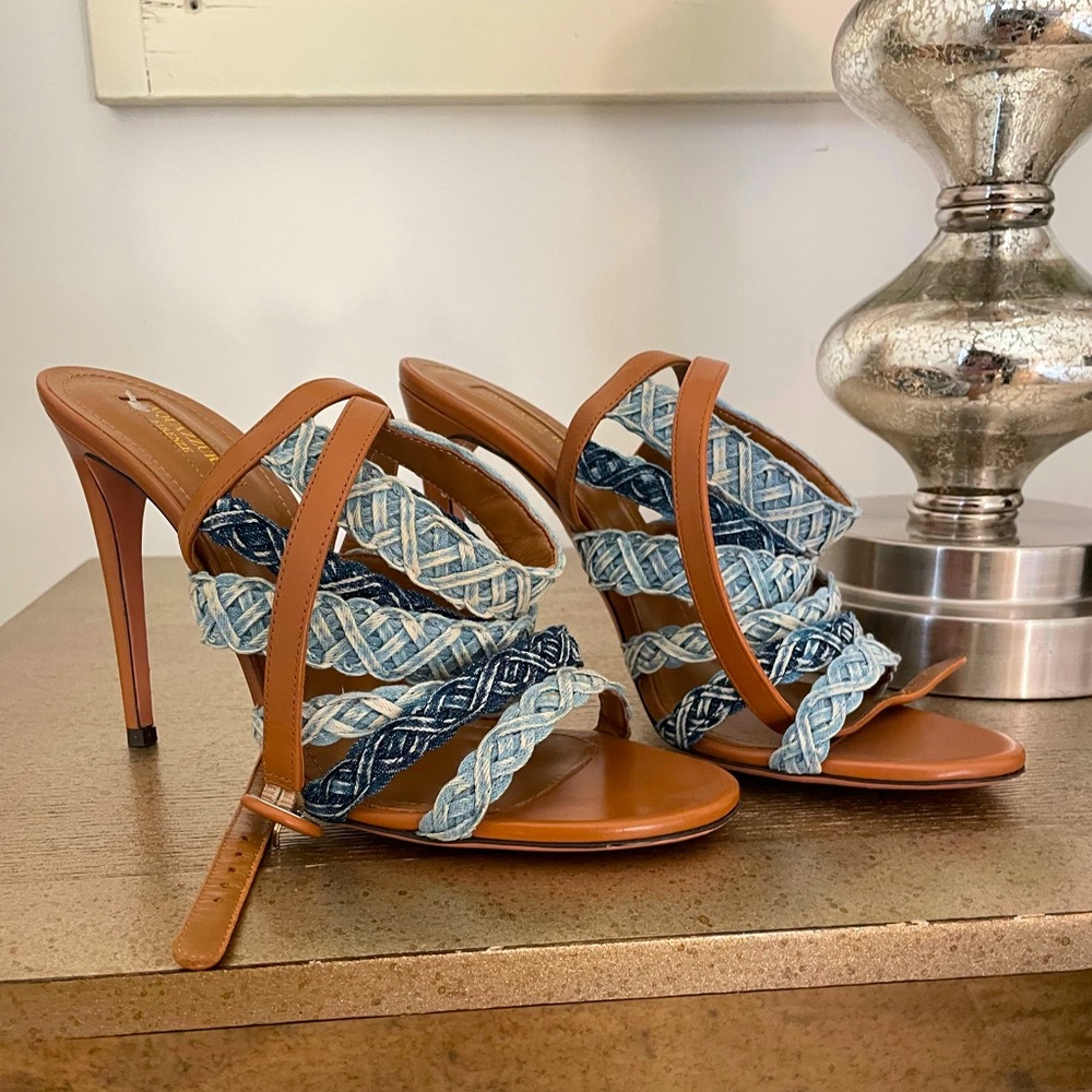 AQUAZZURA
Braided Denim Tyra Heels